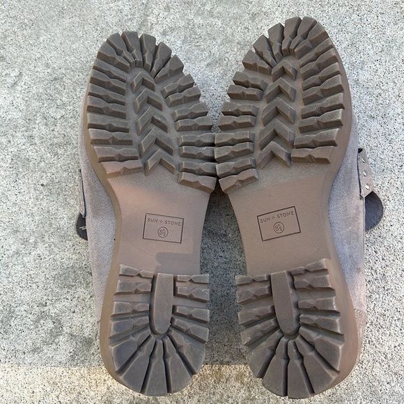 Sun + Stone Taelenn Taupe Faux Suede Studded Slip on Loafer Women's Size 8.5 - Picture 7 of 8